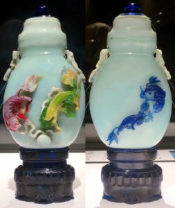 Glass flask with applied multicolor Chinese lion design Qianlong era, Tokyo National Museum