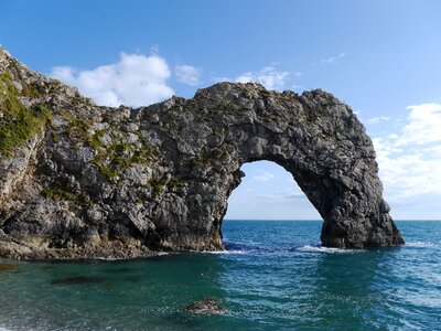 Dorset coast blue door photo