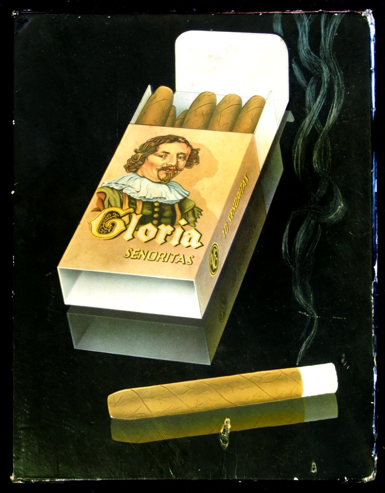 Gloria Senoritas sigaren reclame van karton