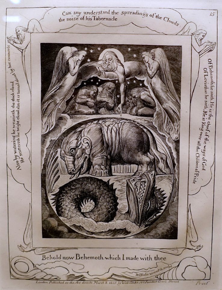 God Describing Behemoth and Leviathan, by William Blake, illustration for the Book of Job, 1825, engraving, only state - Montreal Museum of Fine Arts - Montreal, Canada - DSC08932