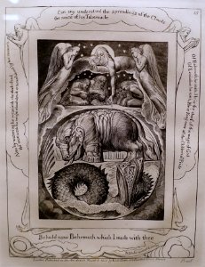 God Describing Behemoth and Leviathan, by William Blake, illustration for the Book of Job, 1825, engraving, only state - Montreal Museum of Fine Arts - Montreal, Canada - DSC08932
