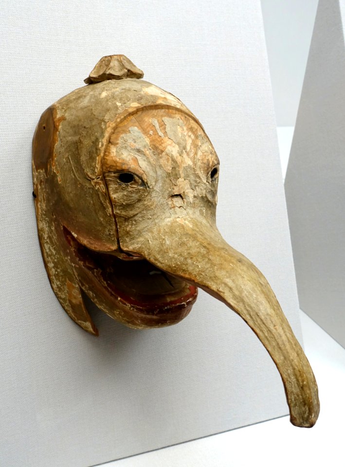 Gobujogoten gyodo mask, formerly passed down at Niutsuhime Jinja, Wakayama, Japan, Kamakura period, 1300s AD, wood with polychromy - Tokyo National Muse- Tokyo National Museum - Tokyo, Japan - DSC09075