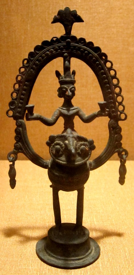 God astride an owl, Dhokra (Dokra) craftsmen, Bankura, West Bengal, 19th century, lost-wax cast brass, HAA