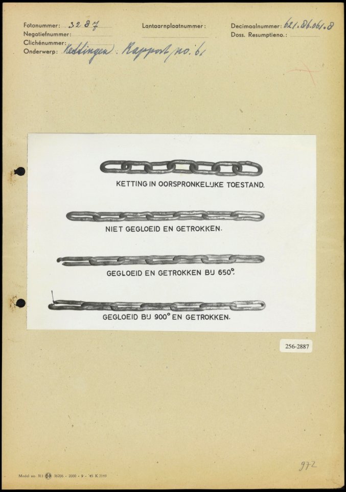 Gloei- en trekproeven van kettingen Rapport no 61, Bestanddeelnr 256-2887