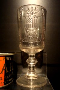 Glass with GAR insignia - Wisconsin Veterans Museum - DSC03017