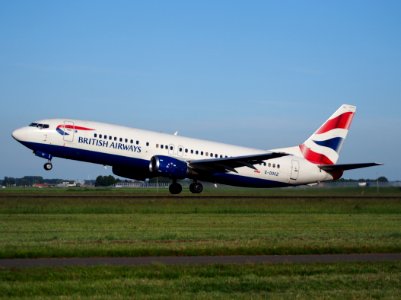 G-DOCZ British Airways Boeing 737-436 takeoff from Schiphol (AMS - EHAM), The Netherlands, 11june2014, pic-1