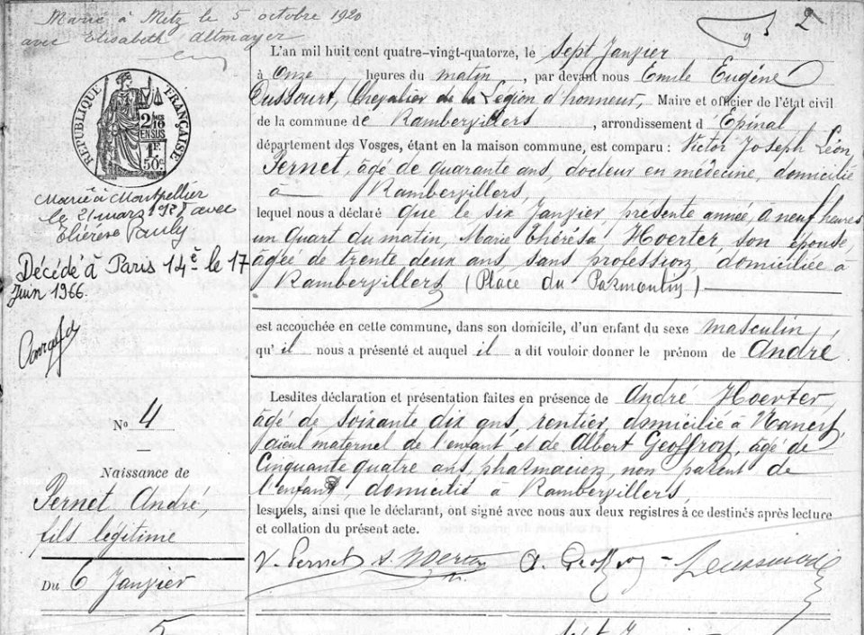 Geboorte register andré pernet