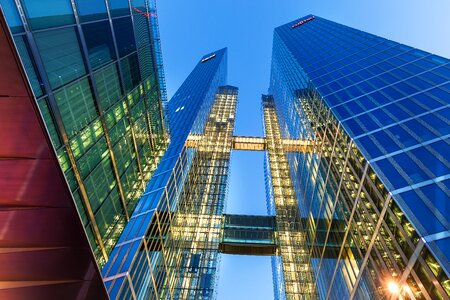 Night photograph blue hour office building