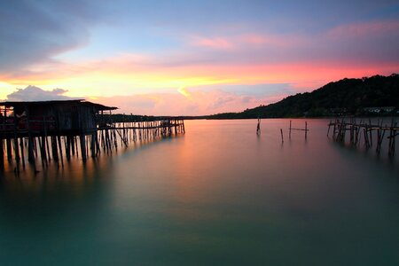 Dock dusk horizon photo