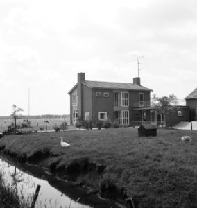 Gebouwen, boerderijen, exterieur, sloten, dieren, ganzen, Bestanddeelnr 253-6213