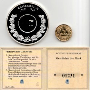 Gedenkprägung - Geschichte der Mark, ½ Mark, Vorderseite mit Zertifikat photo