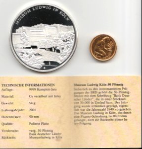 Gedenkprägung - Geschichte der Mark, 50 Pfennig, Rückseite mit Zertifikat photo