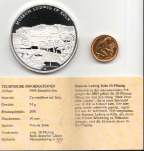 Gedenkprägung - Geschichte der Mark, 50 Pfennig, Rückseite mit Zertifikat