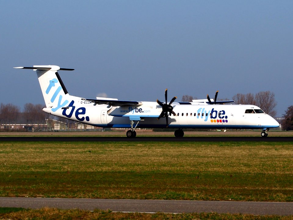 G-ECOM Flybe De Havilland Canada DHC-8-402Q Dash 8, landing on Schiphol, pic-3