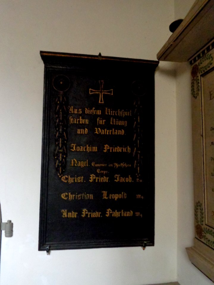 Gedenktafel in der Kirche von Paretz
