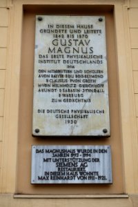 Gedenktafel Am Kupfergraben 7 (Mitte) Gustav Magnus - Berlin, Germany - DSC02399