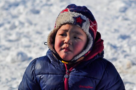 Boy snow childhood photo