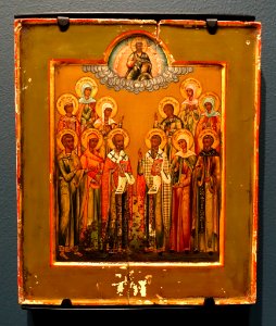 Gathering of Saints, Mstera school, 1800s, egg tempera on wood - Jordan Schnitzer Museum of Art, University of Oregon - Eugene, Oregon - DSC09247