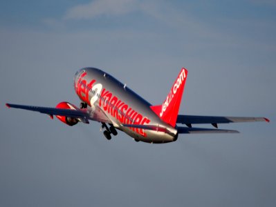G-CELB Jet2 Boeing 737-377 takeoff from Polderbaan, Schiphol (AMS - EHAM) at sunset, pic5