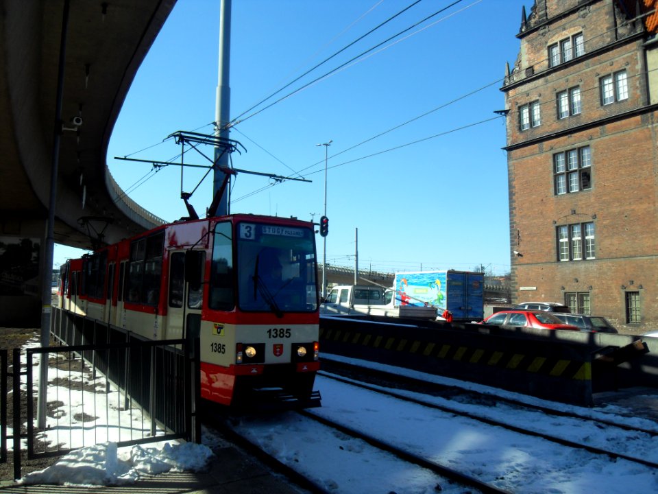 Gdańsk ulica Podwale Przedmiejskie i tramwaj 3