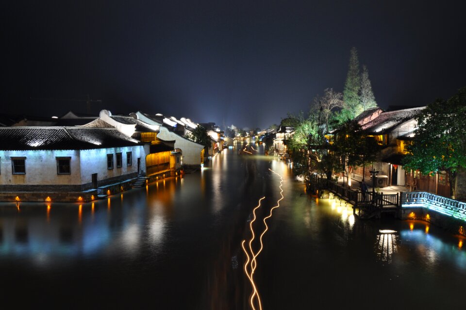 Small town night view light