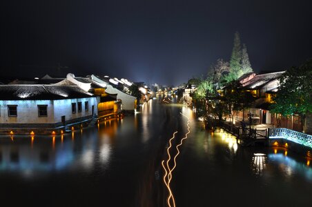 Small town night view light