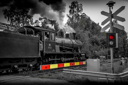 Steam train train black and white photo