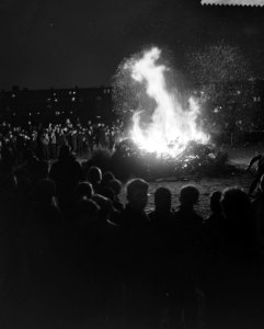 Georganiseerde kerstboomverbranding in de Jan van Galenstraat te Amsterdam, Bestanddeelnr 910-9081