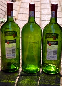 Empty green wine green glass photo