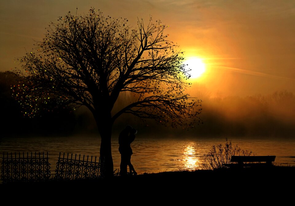 Sunset romance lake