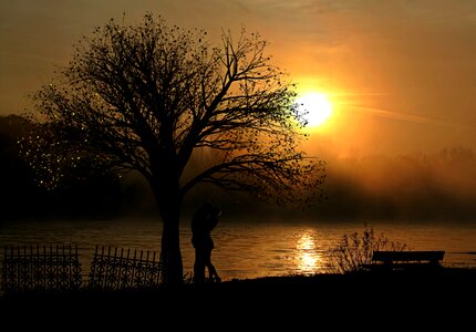 Sunset romance lake