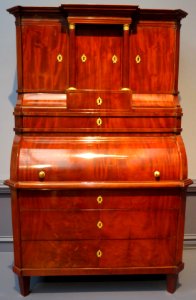 German cylinder desk, 1800-15, oak, chestnut and pine with mahogany veneer, Dayton Art Institute