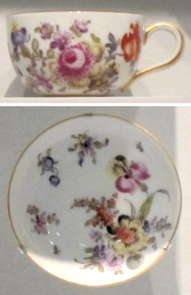 German miniature cup and saucer, c. 1841-80, Helena Wolfsohn, hard-paste porcelain, Honolulu Museum of Art