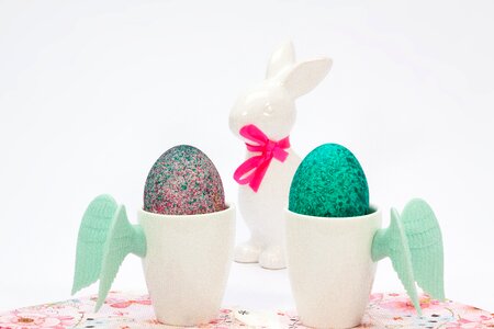 Egg cups easter bunny porcelain photo