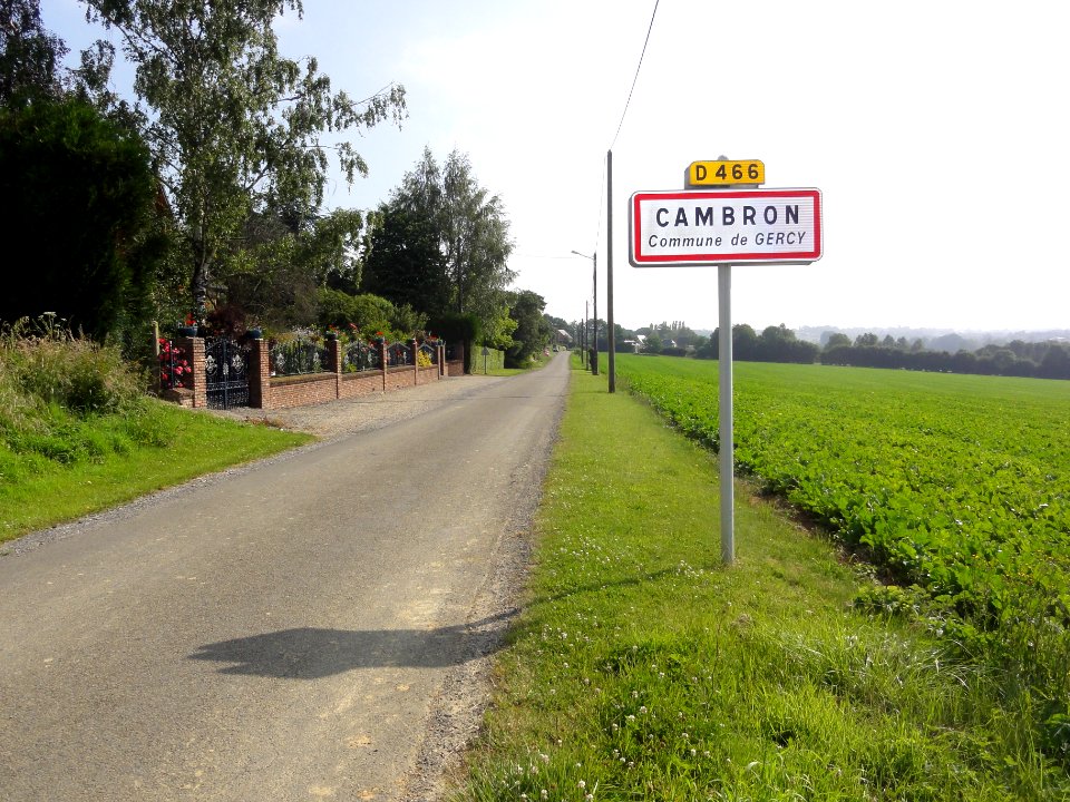 Gercy (Aisne) city limit sign Cambron