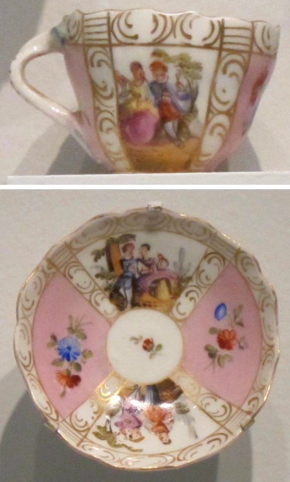 German miniature cup and saucer, c. 1900, Carl Thieme, hard-paste porcelain, Honolulu Museum of Art