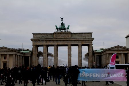 Geradedenken antifascist protest with conspiracist demonstration in background Berlin 2020-11-18 05