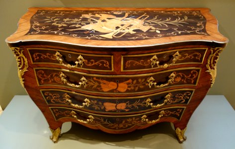 George III Marquetry Commode, attributed to Pierre Langlois, c. 1760, kingwood and various inlaid woods jwith ormolu mounts - Chazen Museum of Art - DSC02100 photo