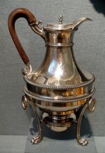 George III coffeepot, stand, and burner, Paul Storr, London, 1804-1805, silver - Portland Art Museum - Portland, Oregon - DSC08841