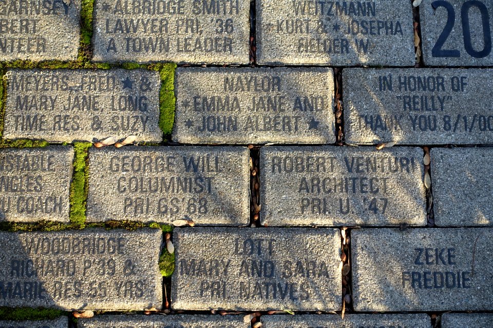George Will and Robert Venturi memorial bricks - Palmer Square - Princeton, NJ - DSC00891