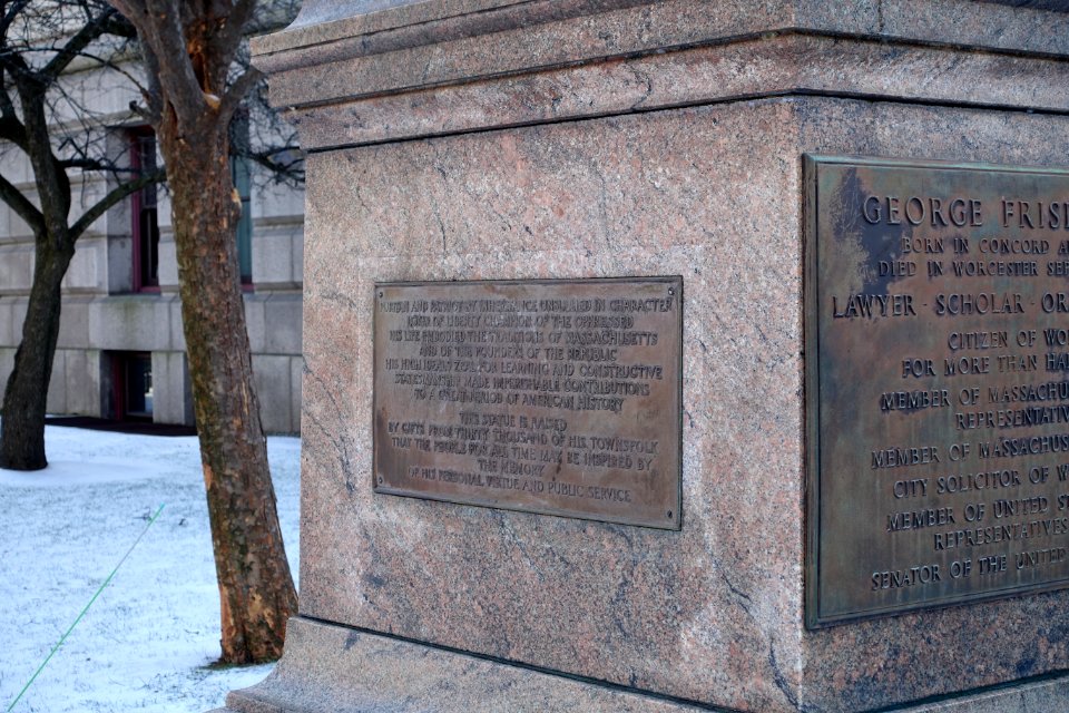 George Frisbie Hoar Monument, plaque 1 of 3 - Worcester, MA - DSC03945