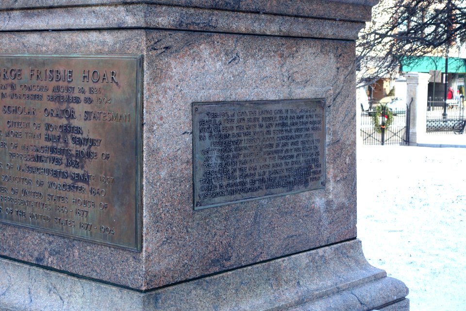 George Frisbie Hoar Monument, plaque 3 of 3 - Worcester, MA - DSC03950