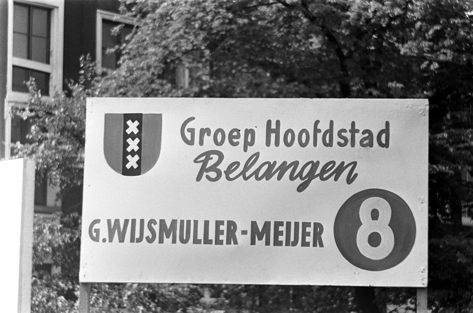 Gemeenteraadsverkiezingen op 1 juni te Amsterdam, verkiezingsbord Groep Hoofdsta, Bestanddeelnr 919-1596