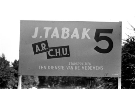 Gemeenteraadsverkiezingen op 1 juni te Amsterdam, verkiezingsbord AR en CHU, Bestanddeelnr 919-1589
