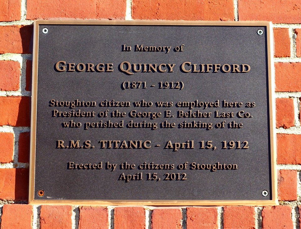 George Quincy Clifford marker, perished on the RMS Titanic, 1912 - Stoughton, Massachusetts - DSC01813