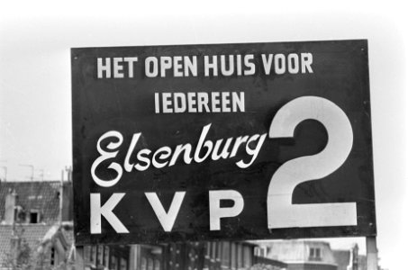 Gemeenteraadsverkiezingen op 1 juni te Amsterdam, verkiezingsbord KVP, Bestanddeelnr 919-1590