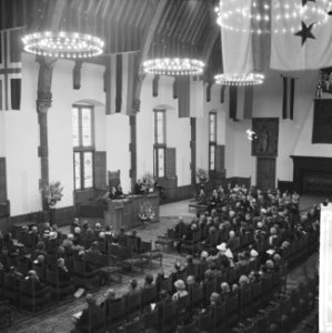 Genealogencongres in de Ridderzaal te Den Haag , overzicht van de zaal, Bestanddeelnr 916-5639