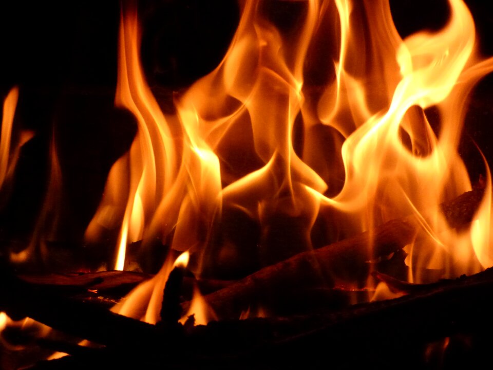 Fireplace winter flames