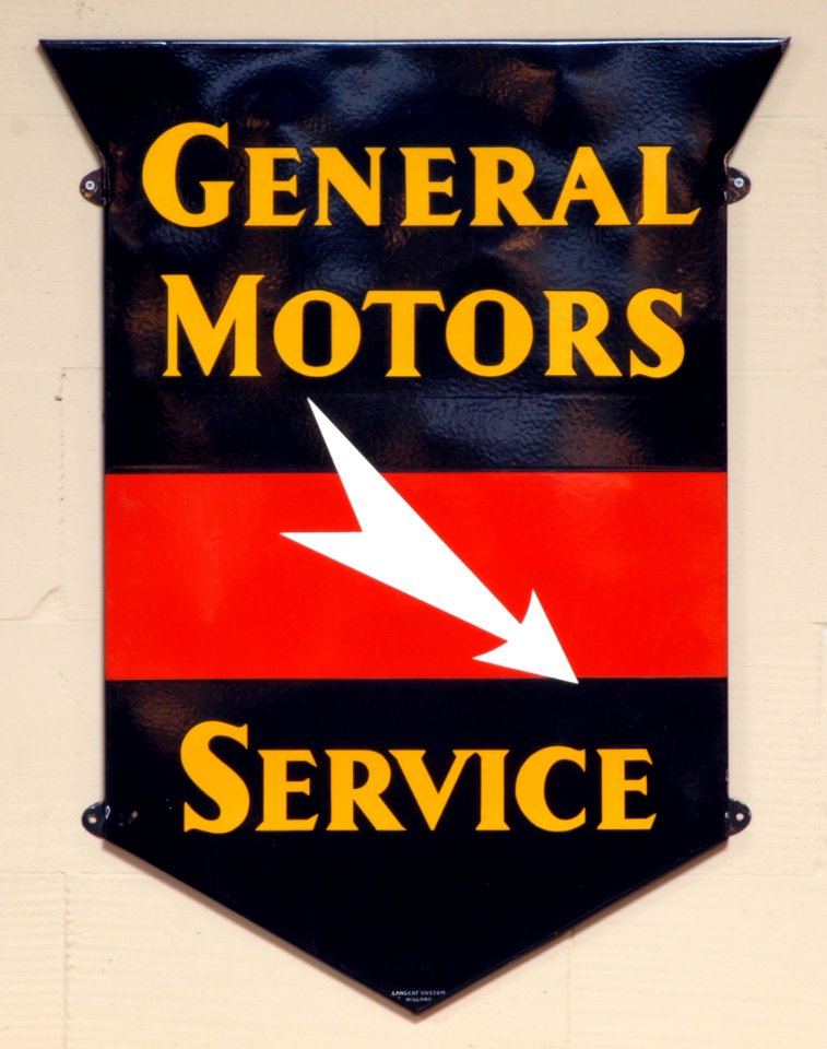 General Motors service, enamel advert sign at the den hartog ford museum
