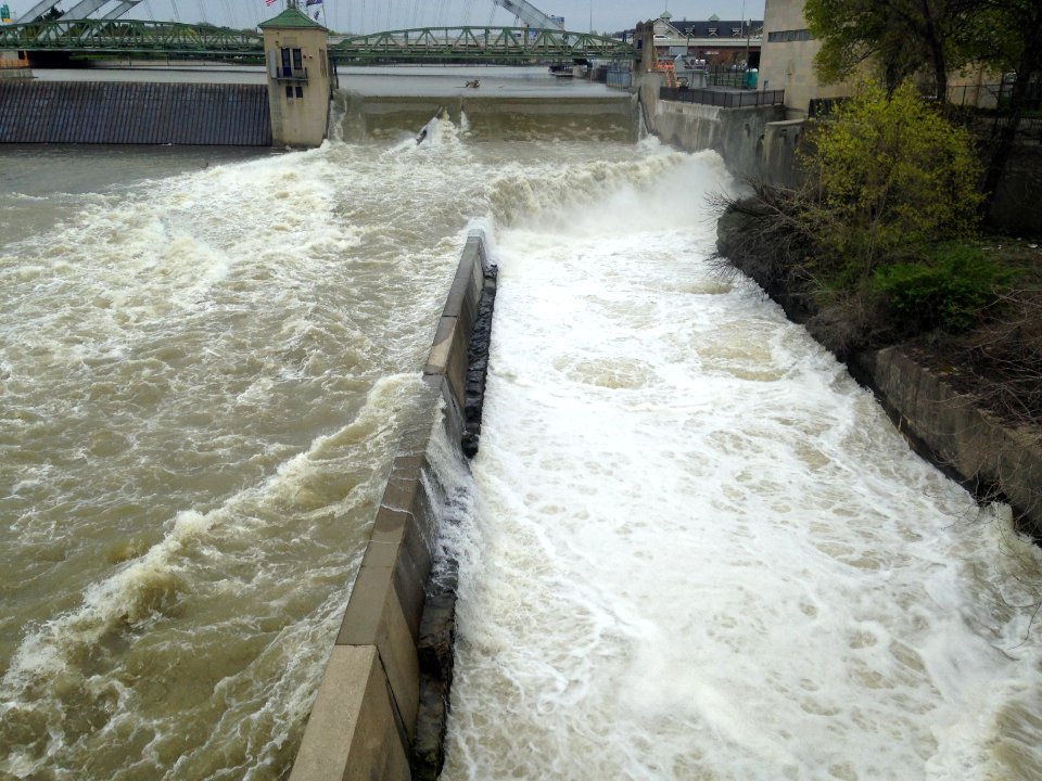 Genesee River downtown Rochester high flow